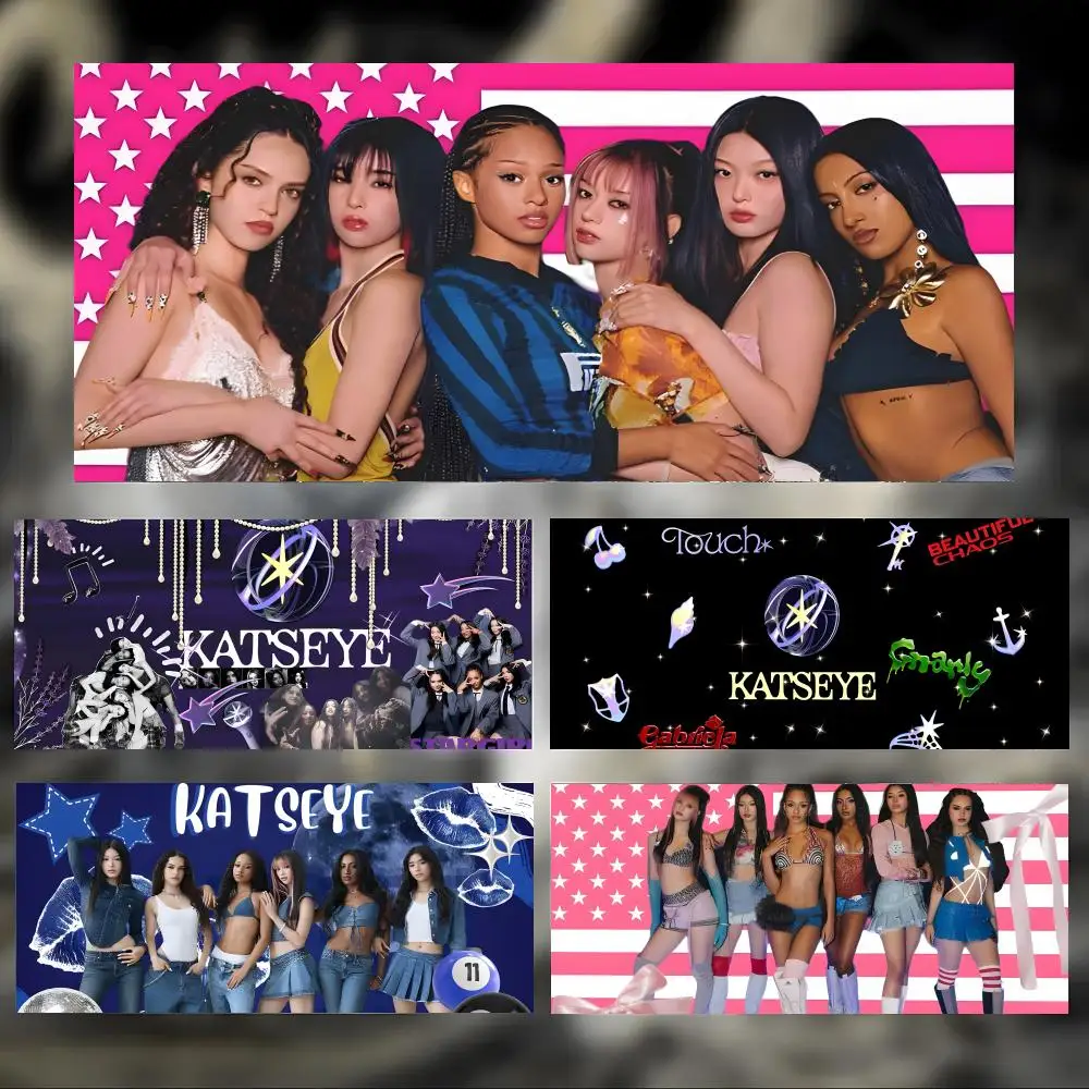 Trendy Pop Beautiful Group K-KATSEYE Mauspad, großes, dickes Schreibtischpad mit genähten Kanten, Gaming-Mauspad für PC