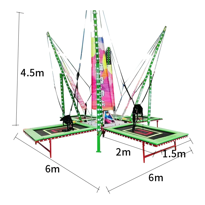 Hot Sale Factory Direct Sale Four People Bungee Jumping Bungee Trampoline With Light With Motor