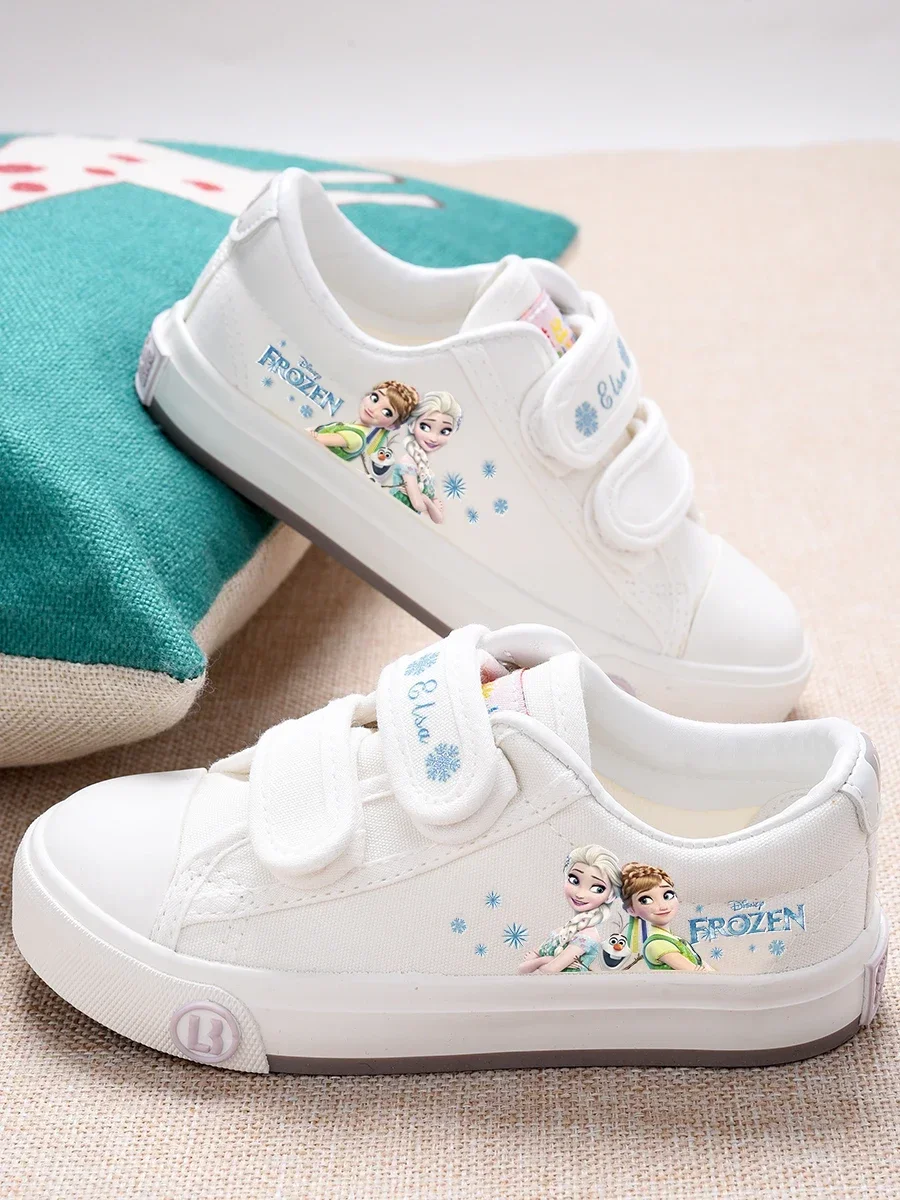 Disney princess Girls frozen canvas white shoes kids elsa anna Sport Sneakers  princess cartoon beauty  kids shoes for kids gift