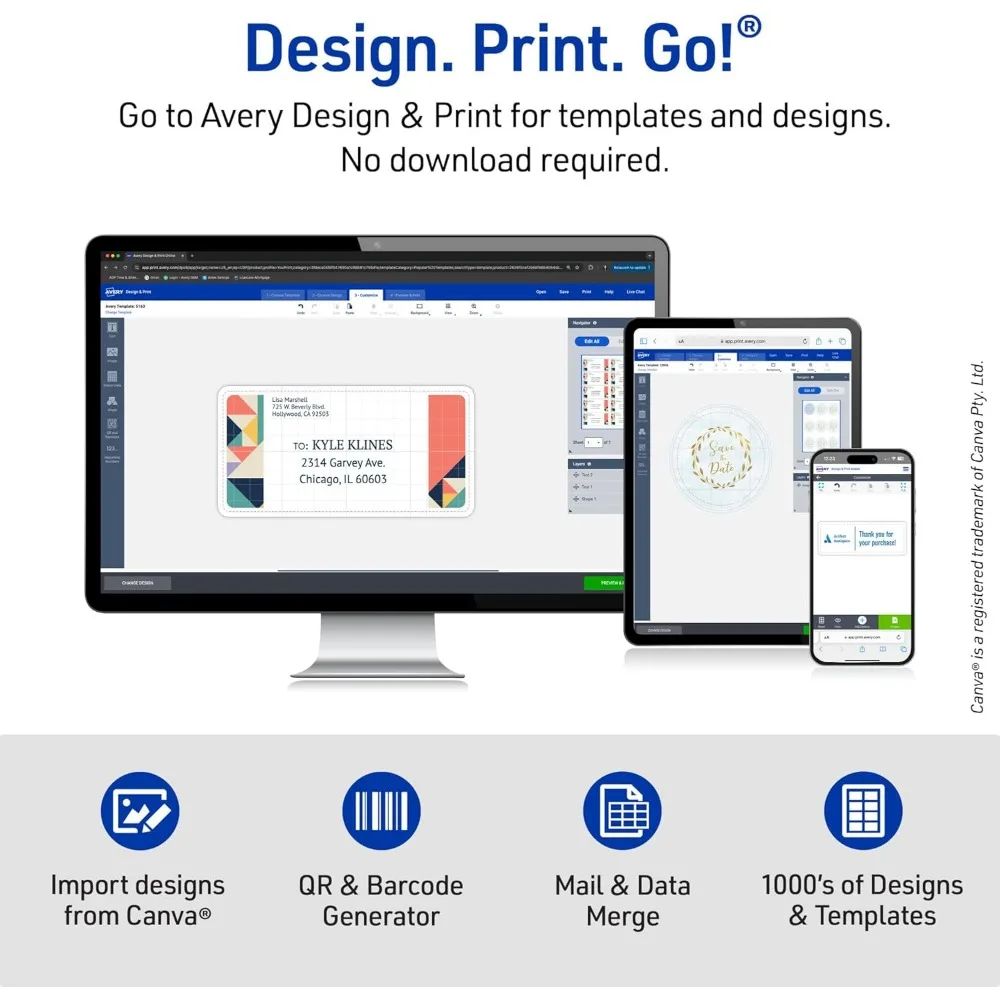 500 etiquetas de envio de meia folha Avery brancas, 5,5 x 8,5, ideais para embalagens e rotulagem de mercadorias