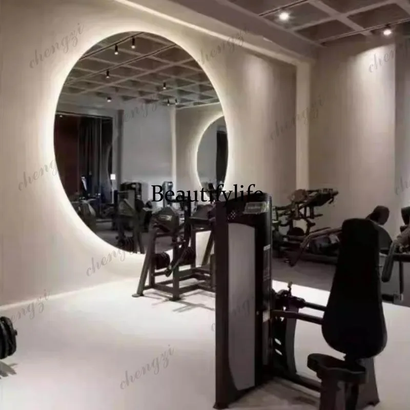 E182 Gym mirror full body lamp large round mirror porch decoration high definition explosion-proof mirror