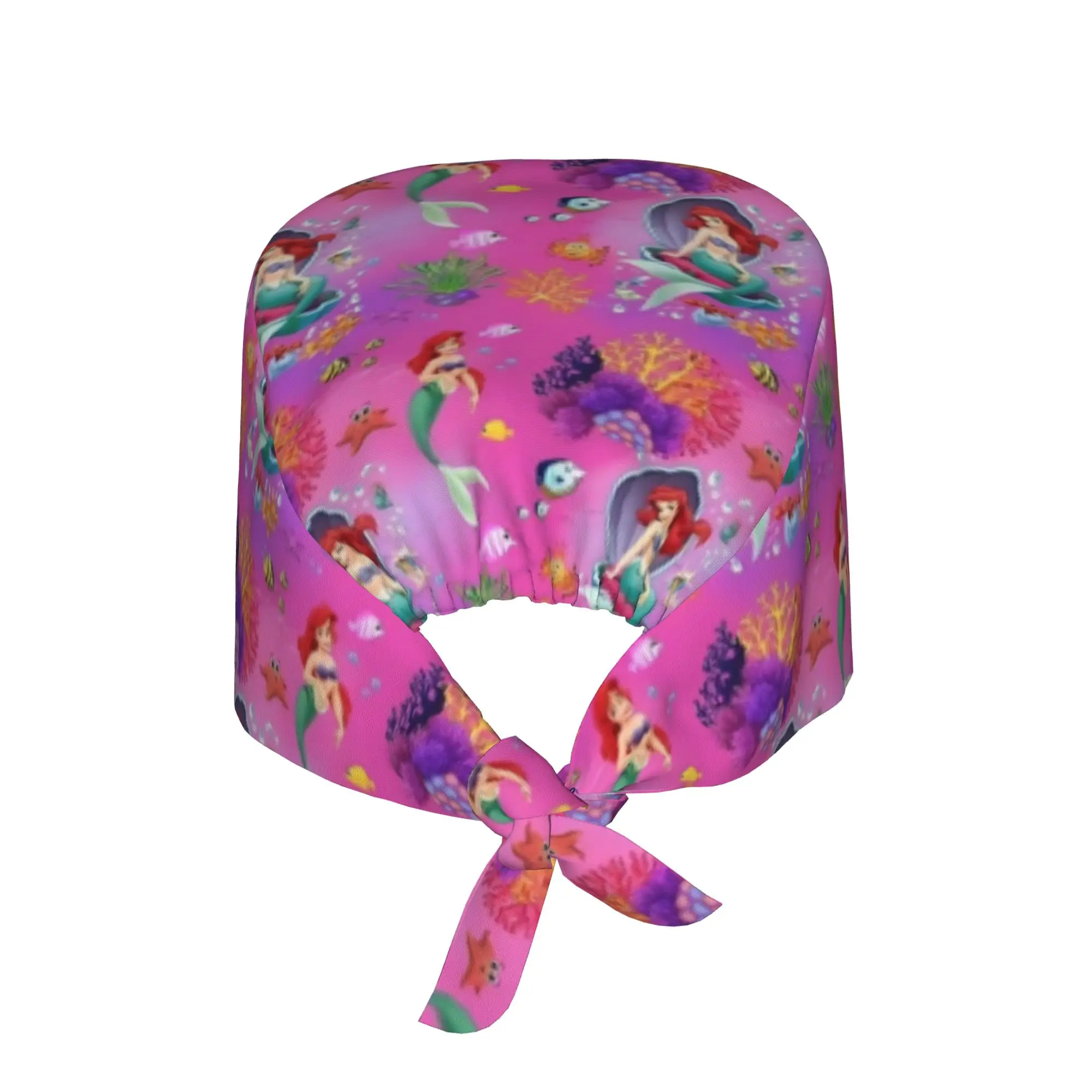 Custom Littles Anime Mermaides Cleaning Working Cap Cool Men Women Fish Manga Scrub Cap Surgicals Hat Nurse Scrubs Hat Nurse