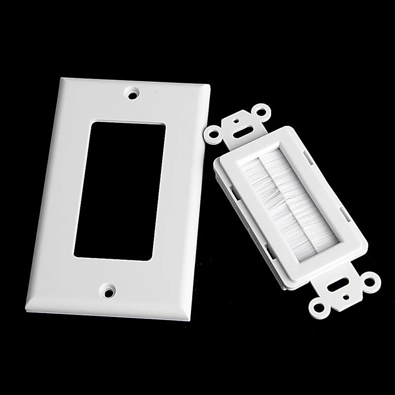 1 Single Gang Bristles Brush Wall Plate Port Insert Cover Outlet Mount Panel L43B