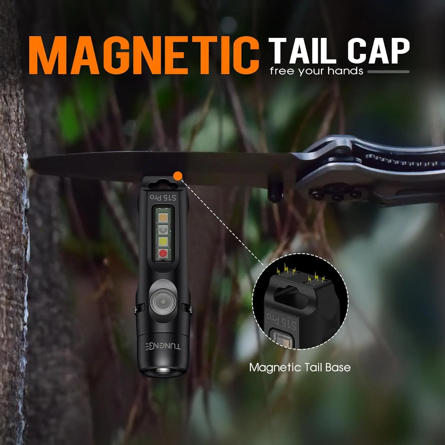 TUNENGE S15Pro Mini Porable LED Keychain Flashlight,750 High Lumen EDC Pocket Flashlight for Hiking, Camping, Repair