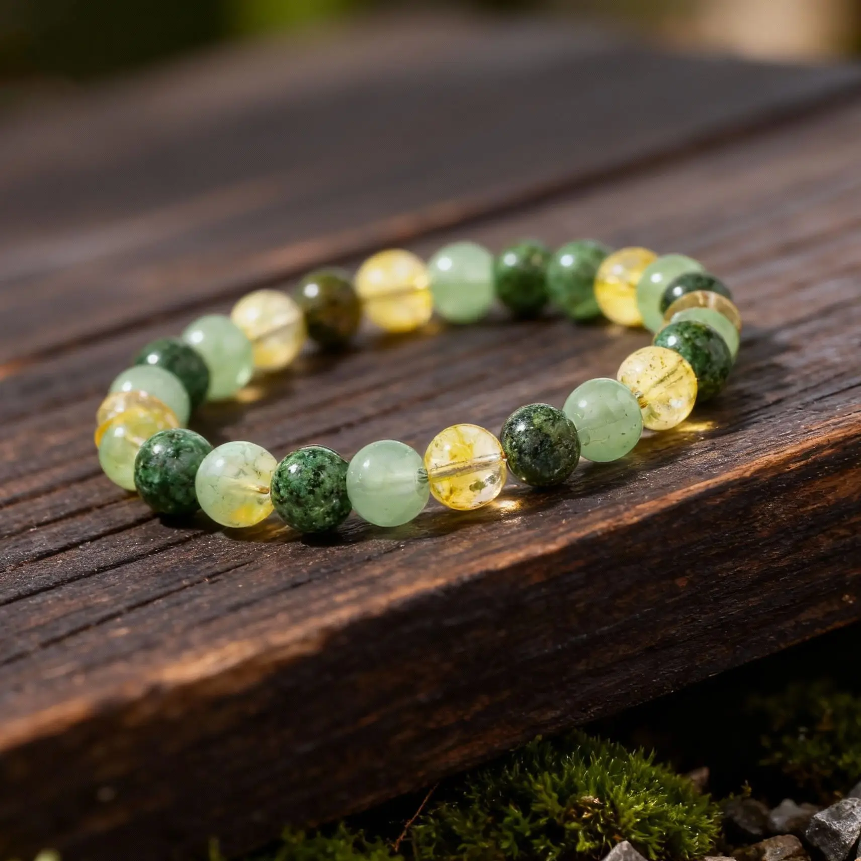 Mens Beaded Citrine & Jade Gemstone Bracelet, Boyfriend Gift Bracelet, Protection Real Jade Crystal Bracelet, Gift for Him