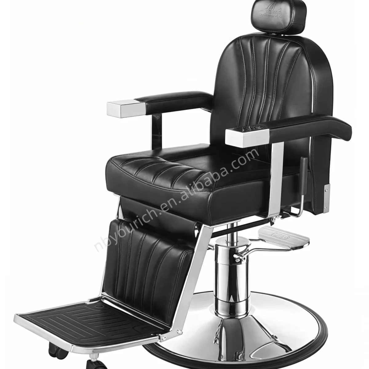

Black Modern Barber Chair Stainless Steel Hairdressing Chair Hydraulic Lifting Salon Chair