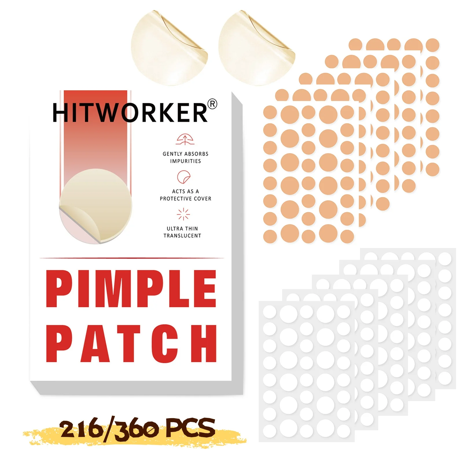216/360PCS Ultra Thin Transparent Pimple Patches Blemish Spot Cover Stickers for Face Invisible Day Night Protective Skin Patche