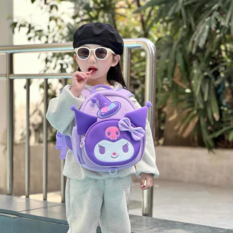 Kuromi Kindergarten School Bag Cute Cartoon Backpack with Anti-Lost for Girl 2-4 Baby Gift Children Gift Learning Supplie