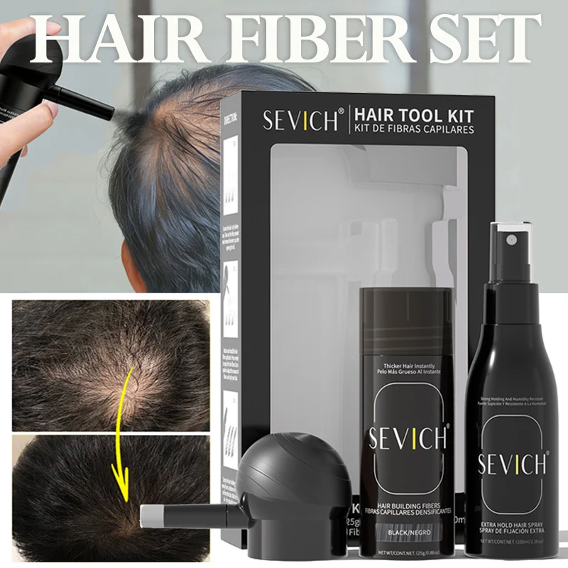 Hair Building Fiber Set Bald Hair Loss Fiber Styling Hair Fiber Powders Refill Spray Hair Fiber Powder Applicator Hair Thinning