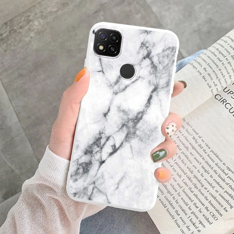 Marble Pattern Phone Case For Redmi 9C 9 C NFC 10A 10C 12C 11A Protective Cover Case Pink Silicone Soft Funda Coque Women Girls
