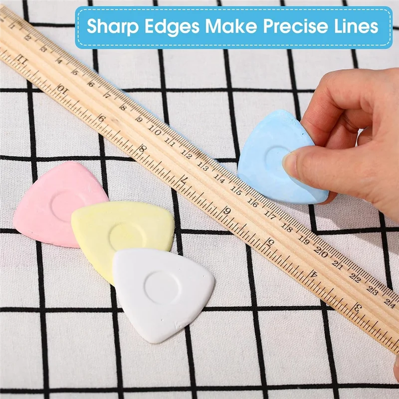 A69efor اللحف، لوازم صنع الخياطة - طباشير قماش الخياطة 120 قطعة في 4 ألوان - طباشير خياط مثلث وعلامات قماشية