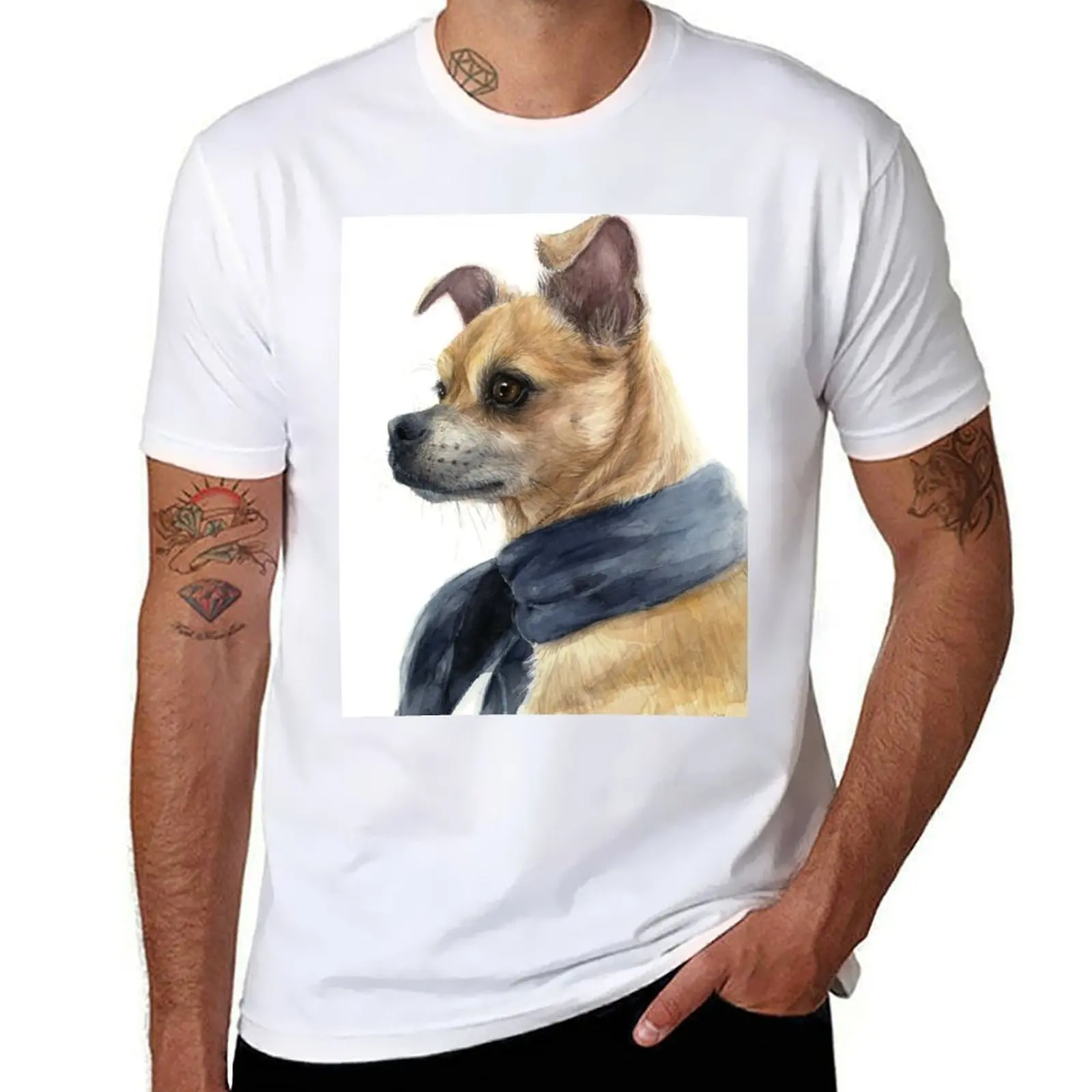 

Chug Dog Chihuahua Pug Art T-Shirt t shirts cotton 100% t shirts for man pack cotton T-Shirt