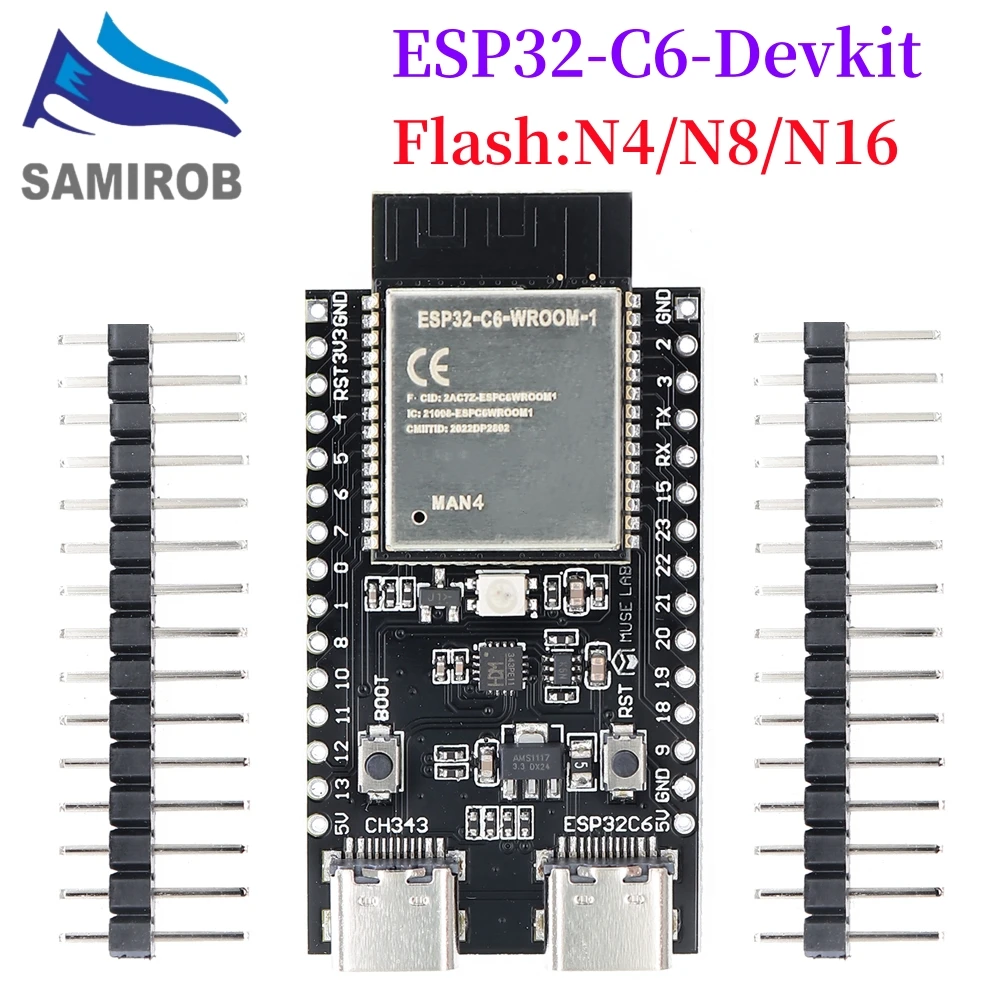 ESP32-C6 ESP32 WiFi + بلوتوث إنترنت الأشياء المزدوج نوع-C مجلس التنمية ESP 32 الأساسية مجلس ESP32-C6-DevKit C لاردوينو #3