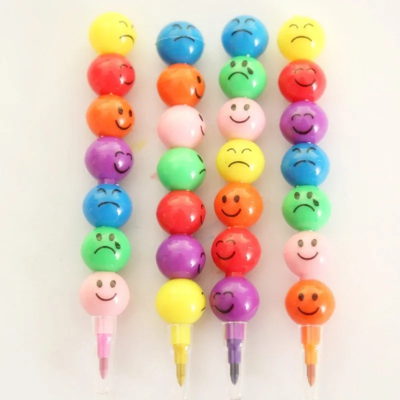 30 pcs Wholesale New Creative Stationery Sugar-Coated Berry Smile Face 7 Pencil Cartoon Crayons Wholesale Student Prizes