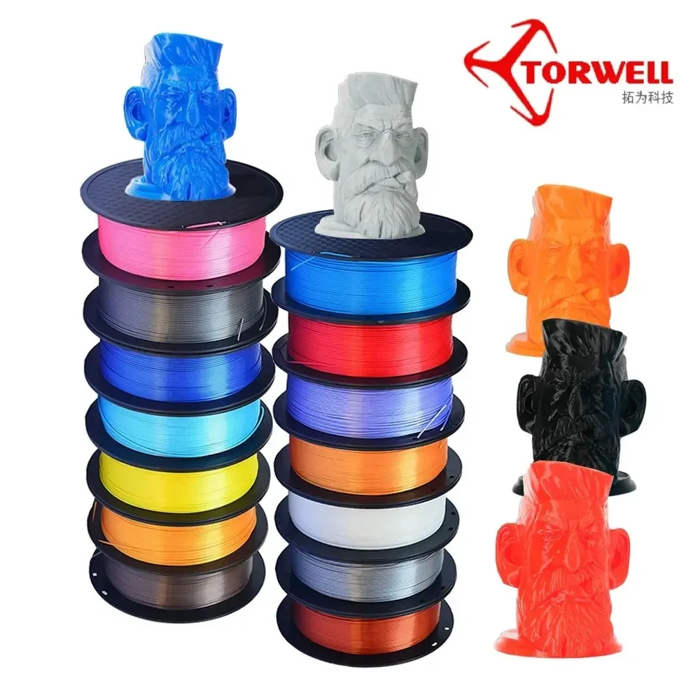 Torwell PLA Basic Plastic 1KG Filaments with Reusable Spool for Bambulab Creality A1 K2 3D Printers Multi Colors