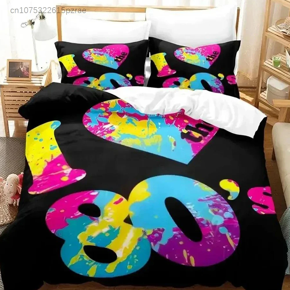 TV Series I Love The 80s Logo Bedding Set Duvet Cover Soft Quilt Cover Pillowcase Comforter King Queen Size For Boys Adult Size