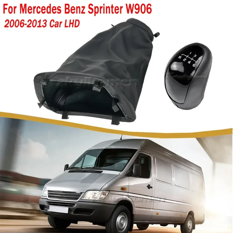 Gear Knob Boot Gaiter Frame Car Styling For Mercedes Benz Sprinter W 906 W906 2006-2018 6 Speed Gear Head Black Shift Knob