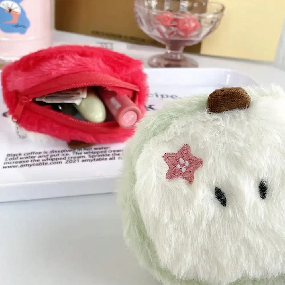 1/2 قطعة Kawaii الكرتون البسيطة التفاح أفخم صفر محفظة فتاة لطيف أفخم عملة المحفظة مفتاح حقيبة التخزين عطلة هدايا الحفلات