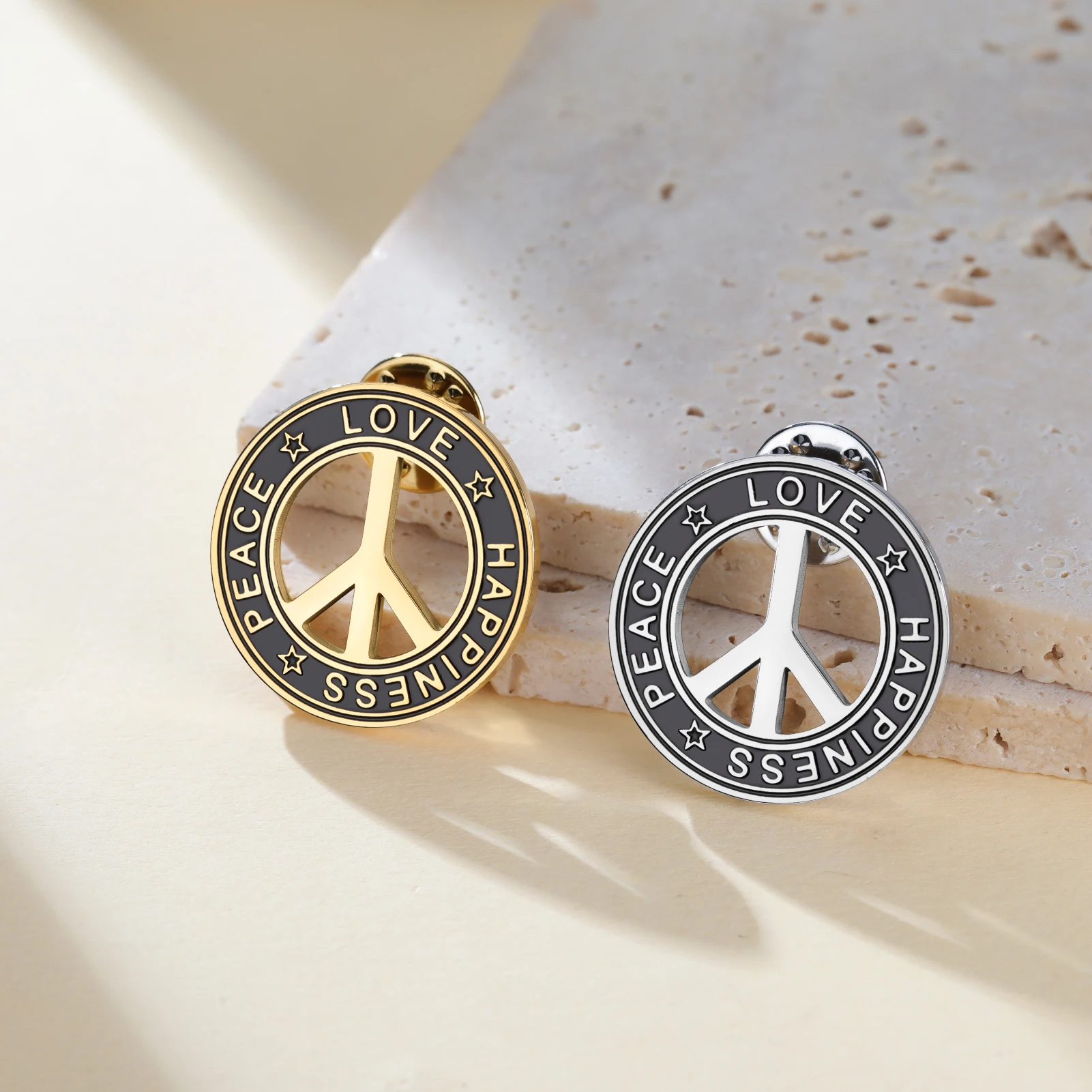 Pacific Jewelry & Watches Los Angeles - Skyrim Love Peace Happiness Round Brooch