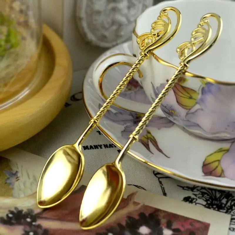 New Vintage Alloy Coffee Spoon Elegant Tableware Mirror Polished High Quality Stirring Spoons