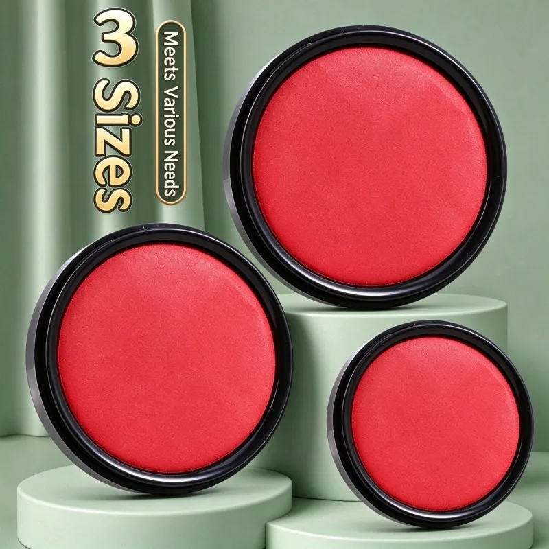 Deli Ink Pad, Red Ink Paste, Seal for Office & Financial Use, Round Plastic Shell, Quick-drying Stamp Box