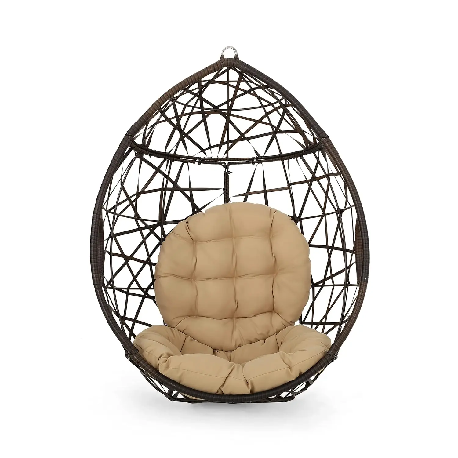 

Wicker Teardrop Hanging Chair Egg Swing Without Stand Indoor Outdoor Patio Porch Multi-Brown Tan, Customized