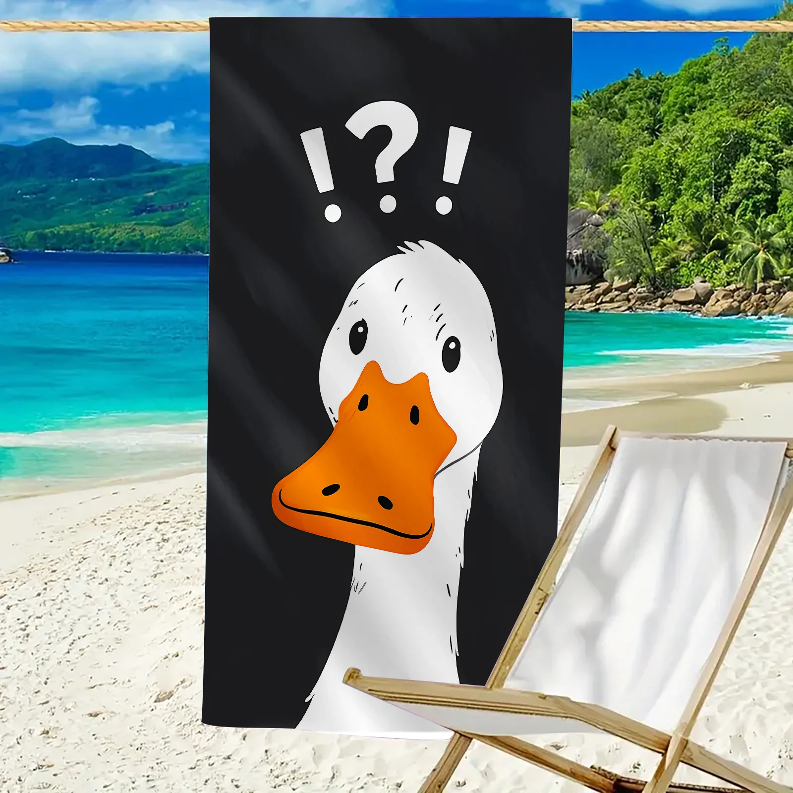 Toalla de playa de secado rápido de fibra ultrafina con un gran patrón de ganso blanco, toalla de piscina para nadar, acampar, yoga y hacer picnic, 1 unidad