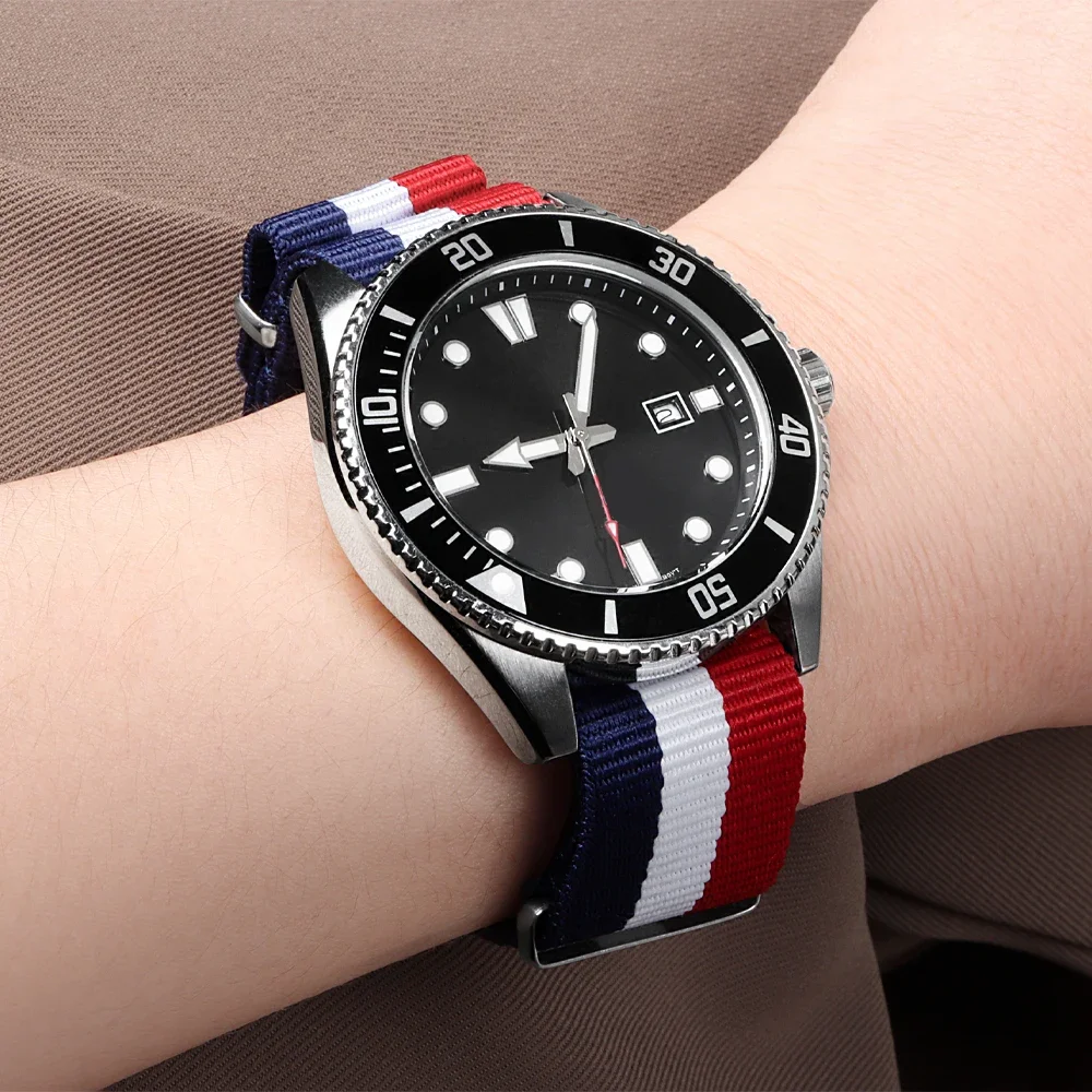 18 20 22mm Strap Nylon Watch Band Military Striped Watchband Replacement Women Men Army Casual Sport Wrist Bracelet