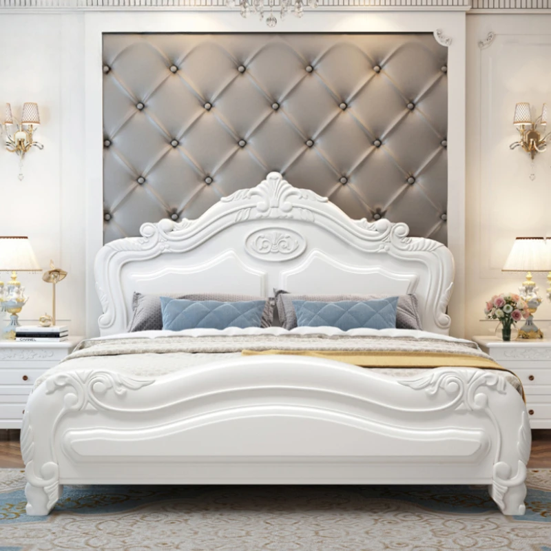 

Master European Bed Frame Wood Modern Whitr King Size Twin Bed Frame Aesthetic Castle Sleeping Cama De Casal Home Furniture