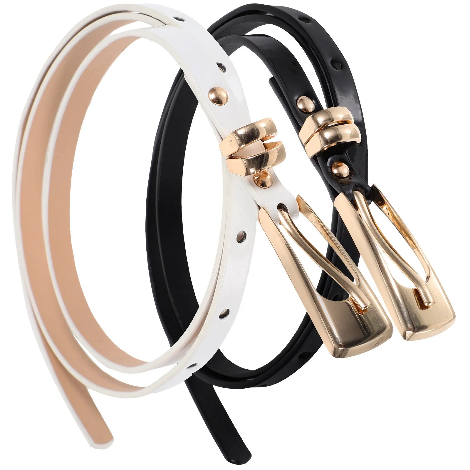 

2Pcs Alloy Buckle Waist Belts for Women Adjustable Thin Belts for Jeans Dresses Casual Pants Elegant Chic Gift