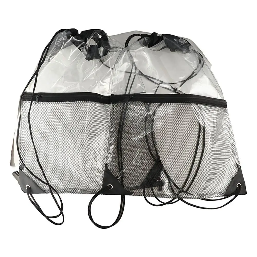 Portable Large Capacity Drawstring Backpack Foldable Beach Bag PVC Transparent Bag Swimming Bag Shoulders Bag Jelly Bag Sports