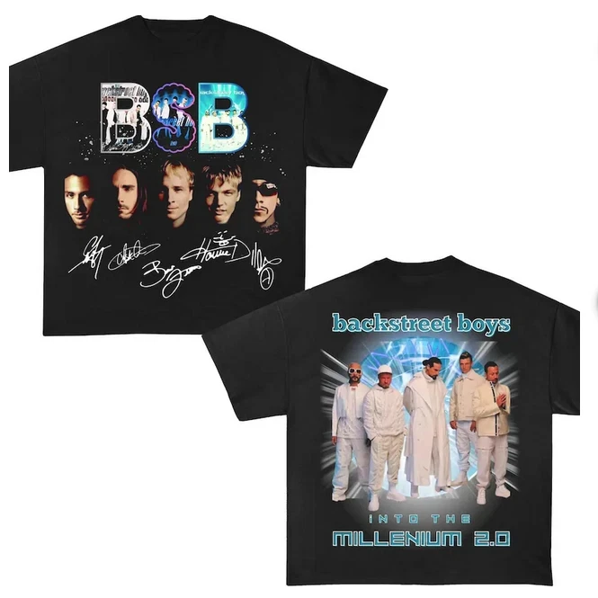 Camiseta conmemorativa del milenio de Backstreet Boys, camiseta de moda para hombres y mujeres, camiseta holgada informal de algodón puro para todas las estaciones