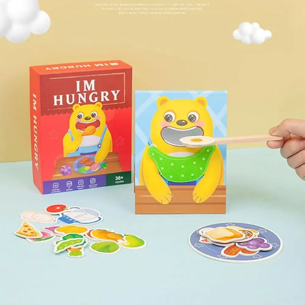 

Food Feeding Simulation Feeding Game Simulation Role Play Bear Pretend Food Set Paper Spoon Parent-Child Feeding Toy for Friend