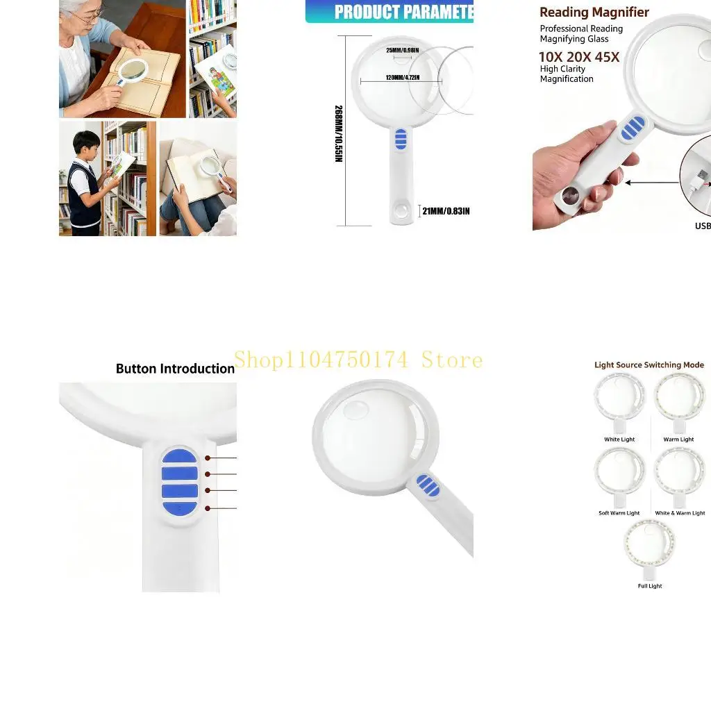 Handheld Lighted Glass with Secondary Lens Area for Viewing Top Sale