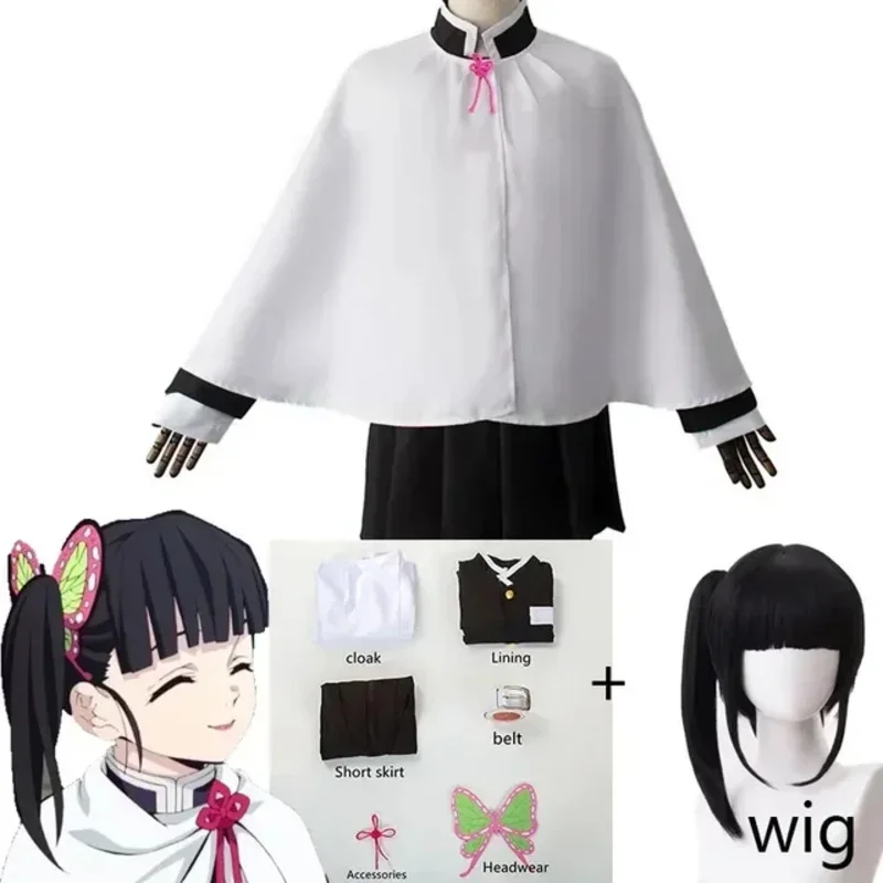 Kanao Tsuyuri Cosplay peluca para adultos niños juegos completos Anime Kimetsu Cosplay traje de fiesta de Halloween para