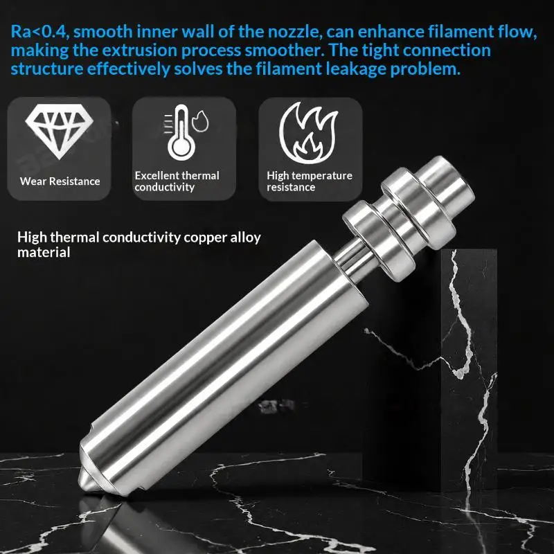 Anycubic KX Nozzle Kobra 4 Kobra X 0.4 0.6 0.8 0.25mm Smooth Internal Bore Swap Hotend Heat Break Sub Assembly 3D Printer Parts