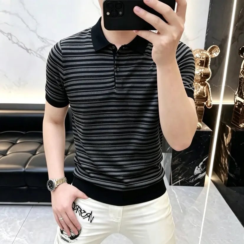 2026 Summer New Style Silk Short-Sleeved T-shirt Knitted Iliete Cool-Feel Short-Sleeved Polo Shirt