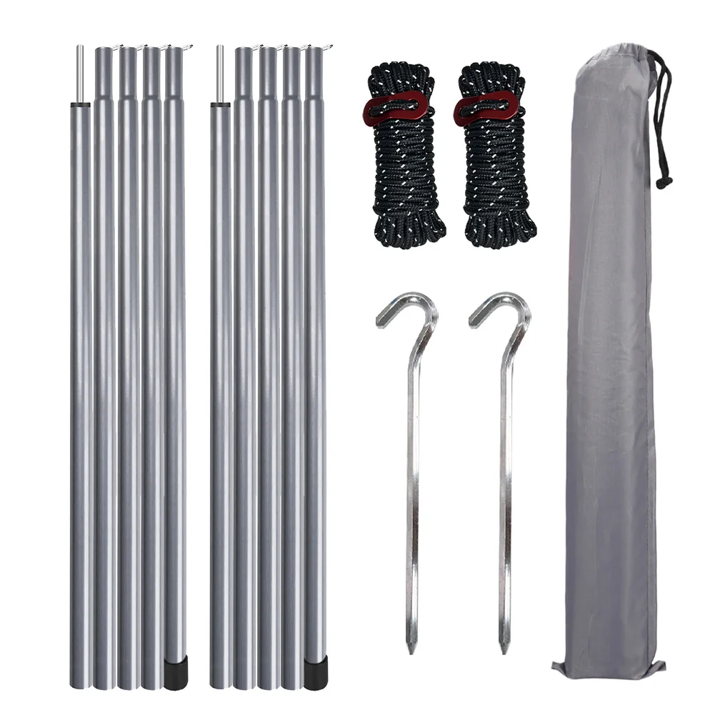 2 m Teleskop-Zeltstangen-Set mit 2 leichten, verstellbaren Trekking-Camping-Klappstangen für Spaziergänge, Überdachung, Wandern – Detail 1