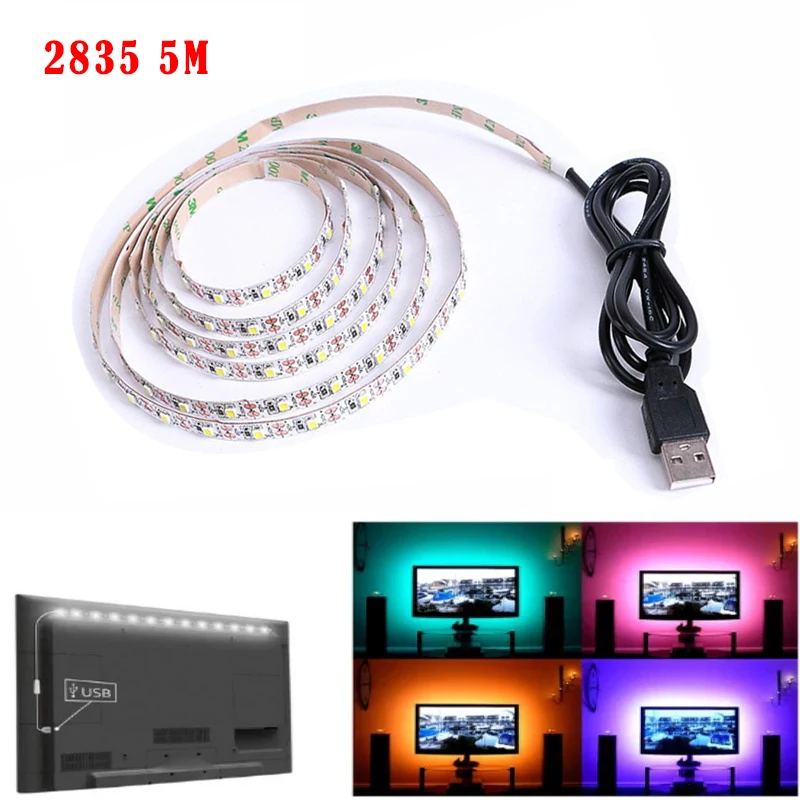 

DC 5V USB LED Strips 2835 White Warm White Tira LED Strip Light TV Background Lighting Tape Home Decor Lamp 5m