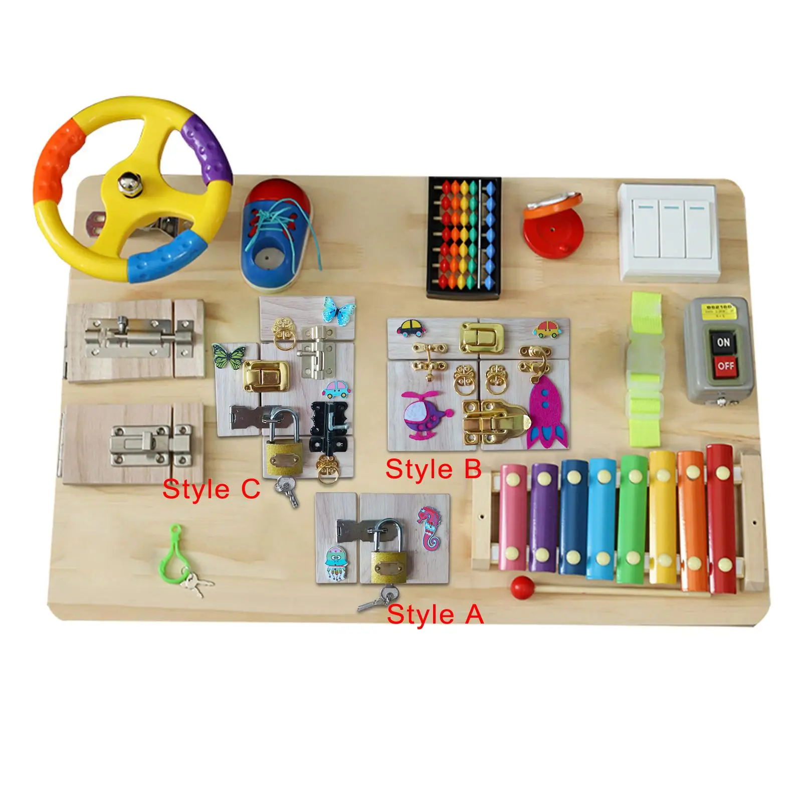 Accesorios de tablero ocupado, cerraduras y puertas, juguetes educativos, juguete de habilidad de aprendizaje, juego de cognición, tablero de actividad para preescolar