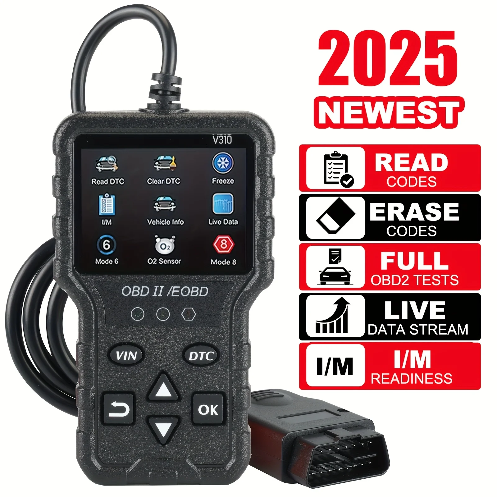 Universal Obd Ii Can Diagnostic Tool - Suitable for Reading and Erasing Engine Fault Codes of Vehicles Manufactured since 1996, Supports Obd2 Protocol