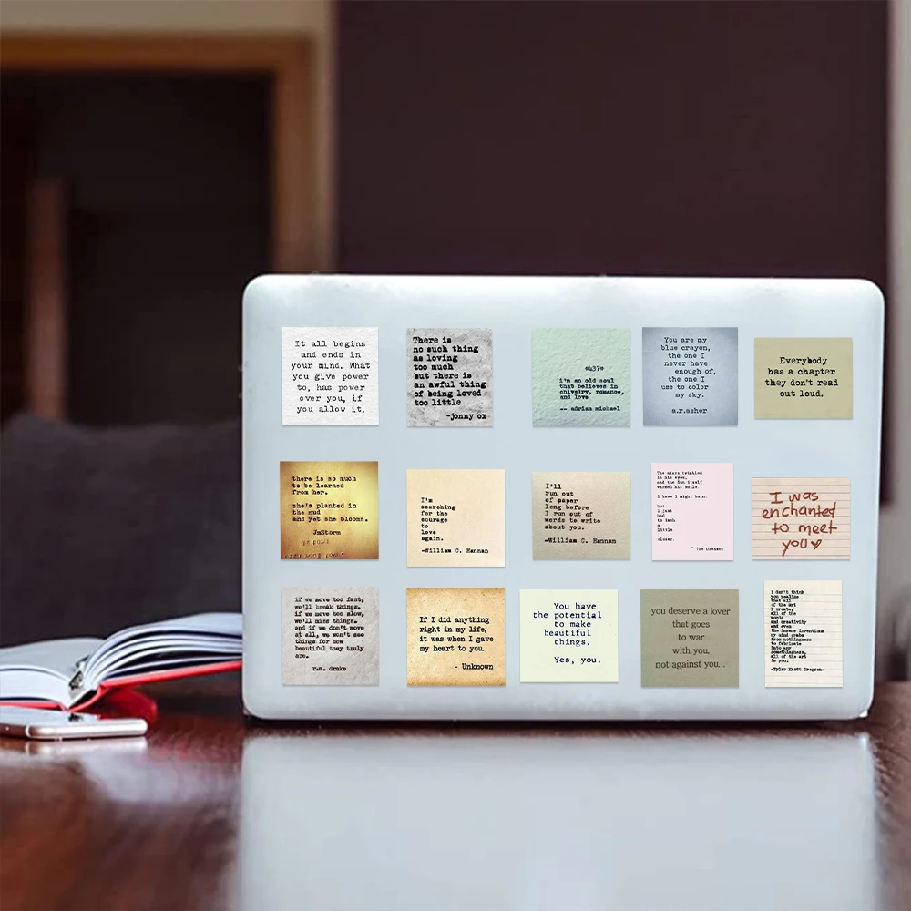 60PCS Retro Vintage Famous Quotes Philosophy Stickers Premium Waterproof PVC Self-Adhesive Decals for DIY Kids Notebook Luggage