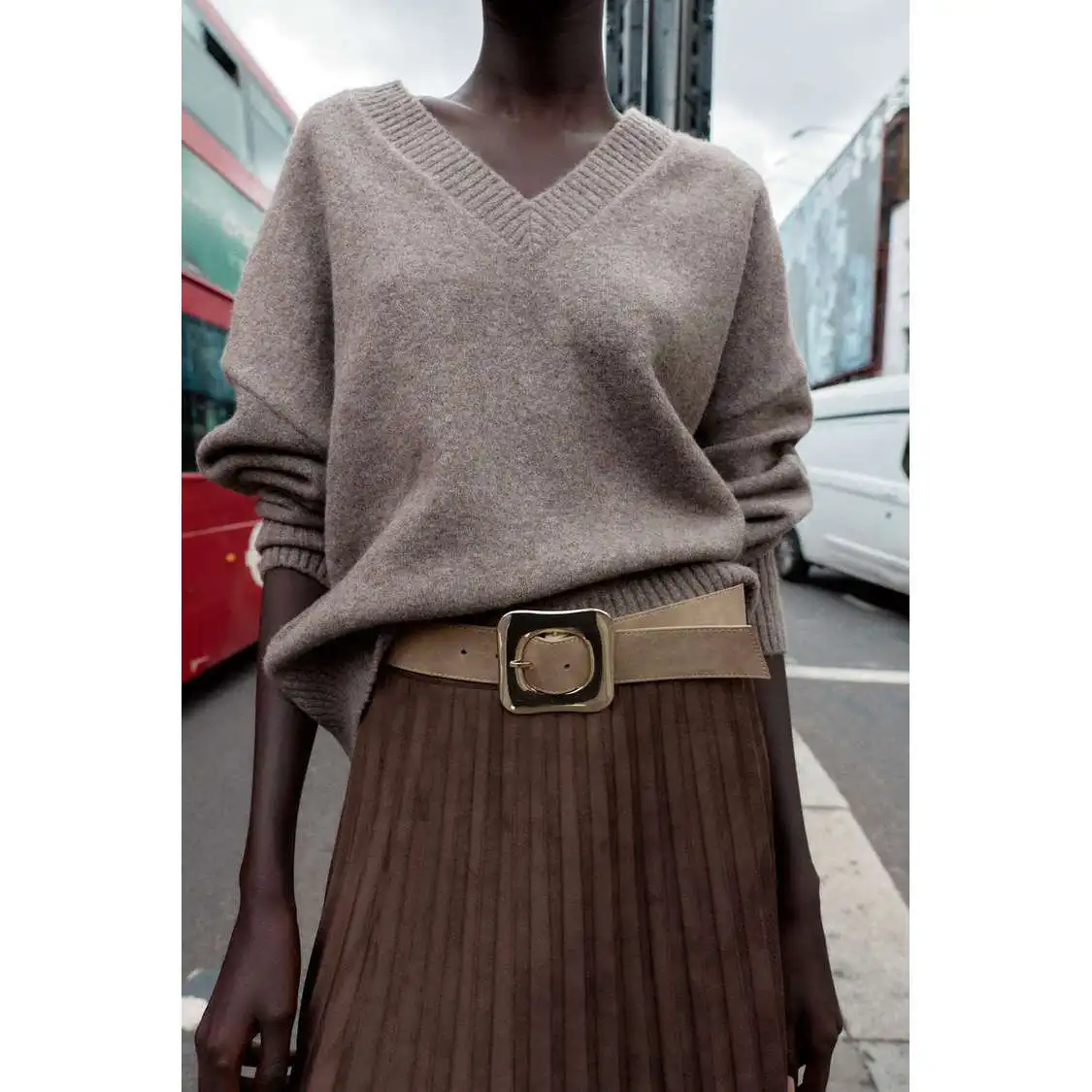 

Soft V-Ne Knitwear Classic Design Versatile Lazy Sle Faionable Slimming Small ence Polyester Fiber Long Sve Sweater