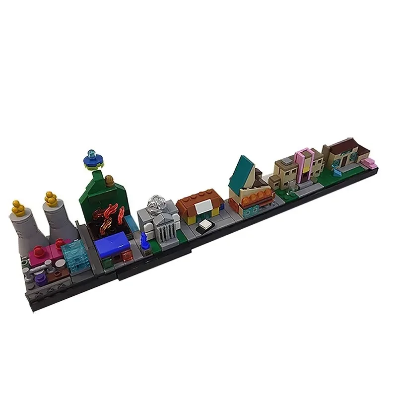 MOC-18013 Città Famosa Architettura Skyline Building Blocks Set Simpson Spinfield Skyline Modello FAI DA TE Collezione Per Adulti Giocattoli Regalo