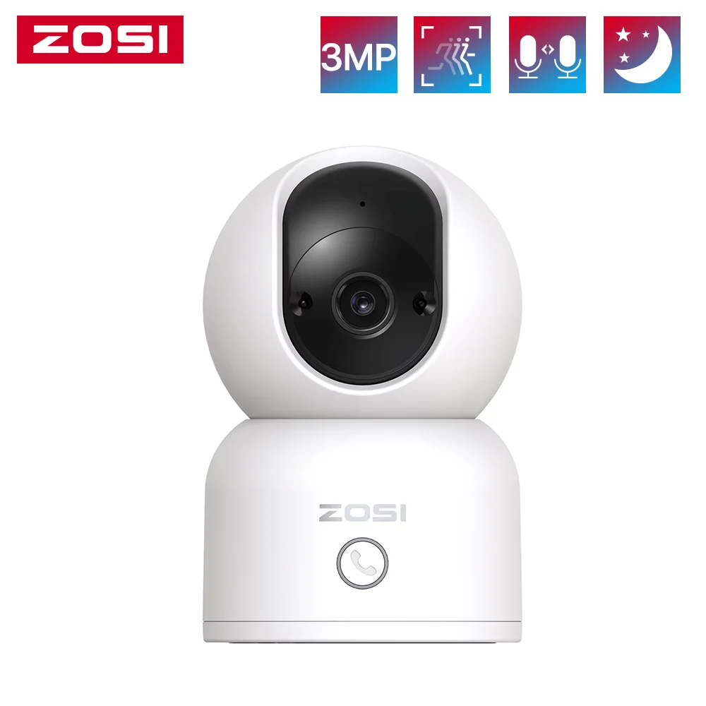 ZOSI C518 Indoor Pan/Tilt Smart Security IP Camera 2K 360° Baby Pet Monitor AI Human Tracking 2.4G/5G WiFi Surveillance Camera