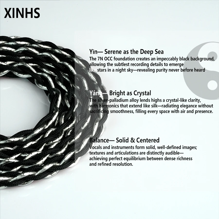 XINHS XH125 "Wuji" 6-Core Litz 7N Cobre de Cristal Único + Prata-Palládio Cabo de Atualização de Fone de Ouvido HiFi de Alta Res