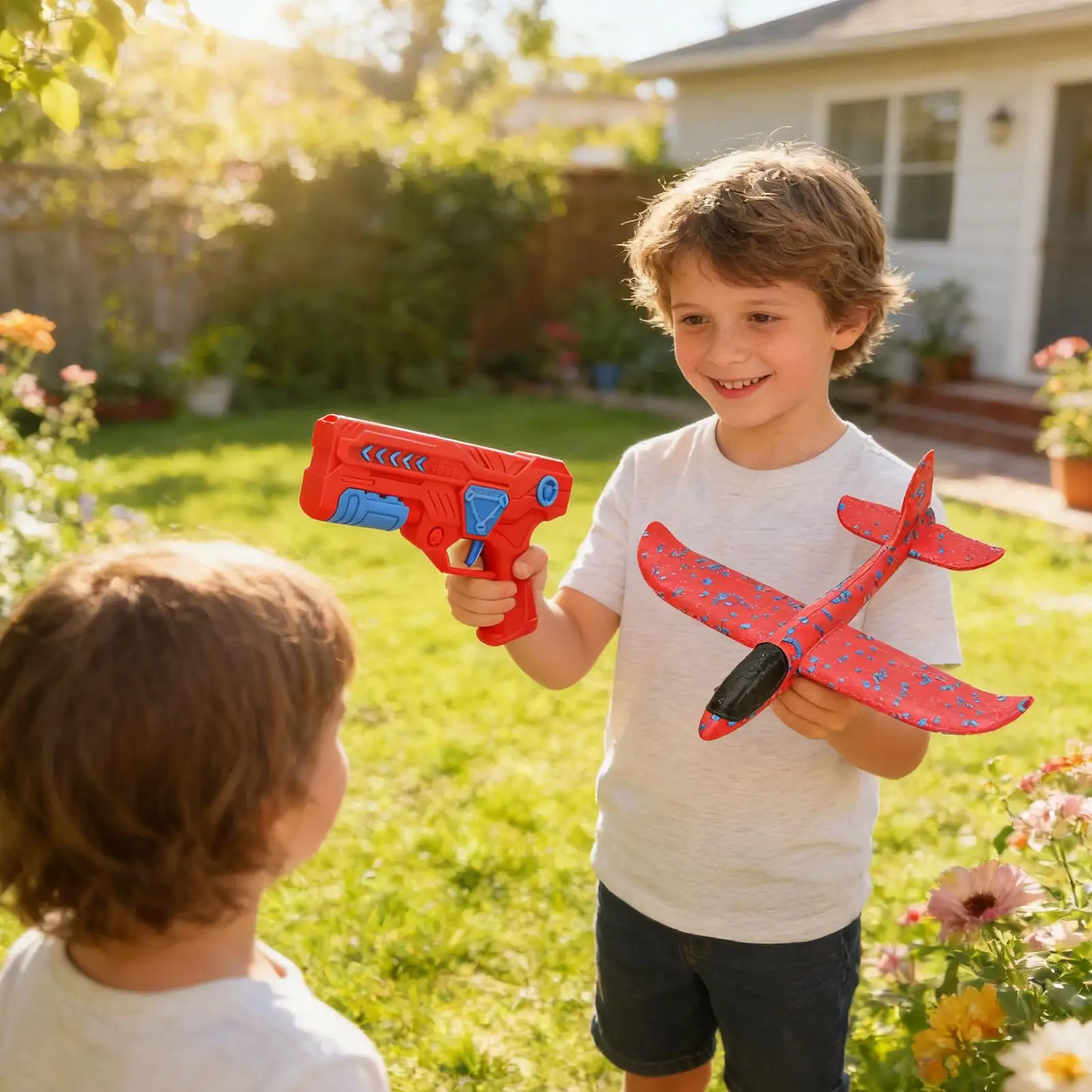 Foam plane gun launcher popular outdoor toy boy sports catapult game Emotional interactive girl birthday Christmas gift