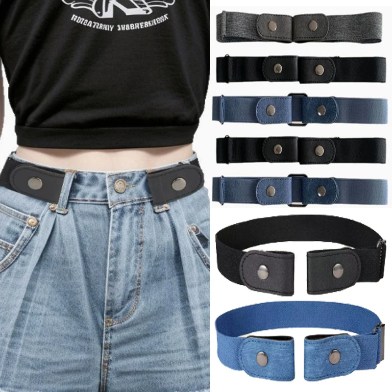 

No Buckle Elastic Belt for Women Men Unisex Stretch Belt for Pants Jeans Casual Buckle Free Adjustable Waist Band Invisible Belt
