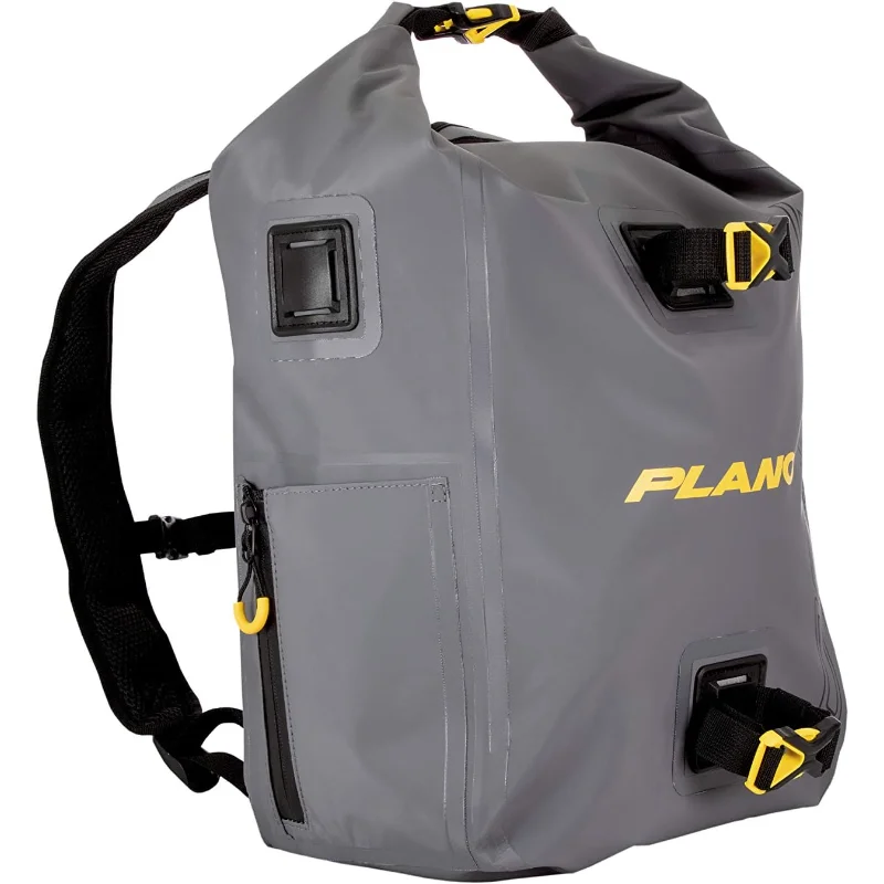 

Plano Z-Series Roll-Top Waterproof Fishing Tackle Backpack, Gray Fabric, Includes 2 Clear 3700 StowAway Utility Boxes