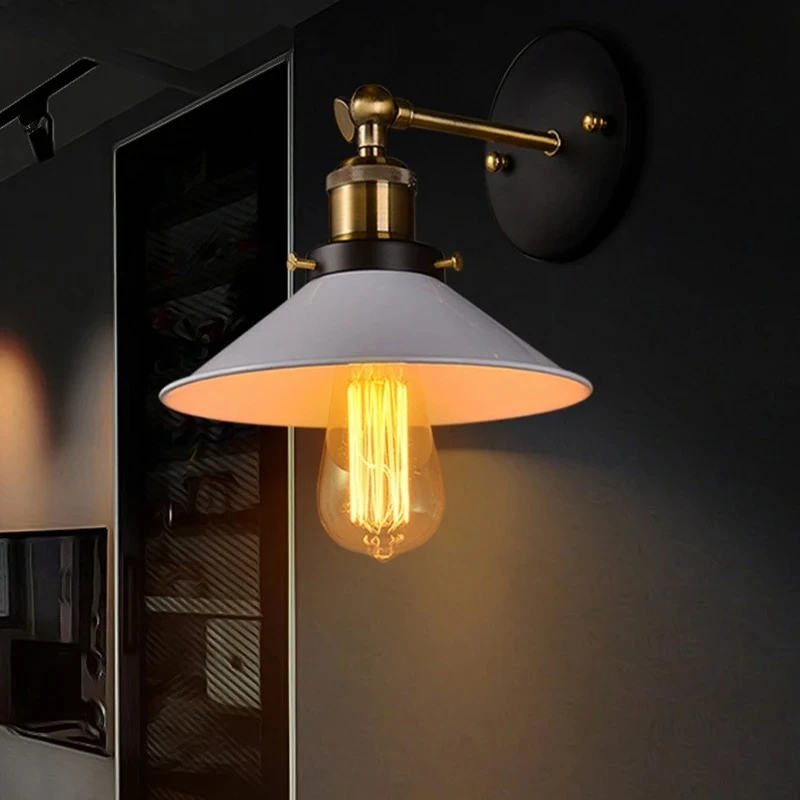 LED Wall Light Fixture European Antique Iron Small Cover Wall Lamp Village Personality Creative Wall Lamp Retro LED Lighting